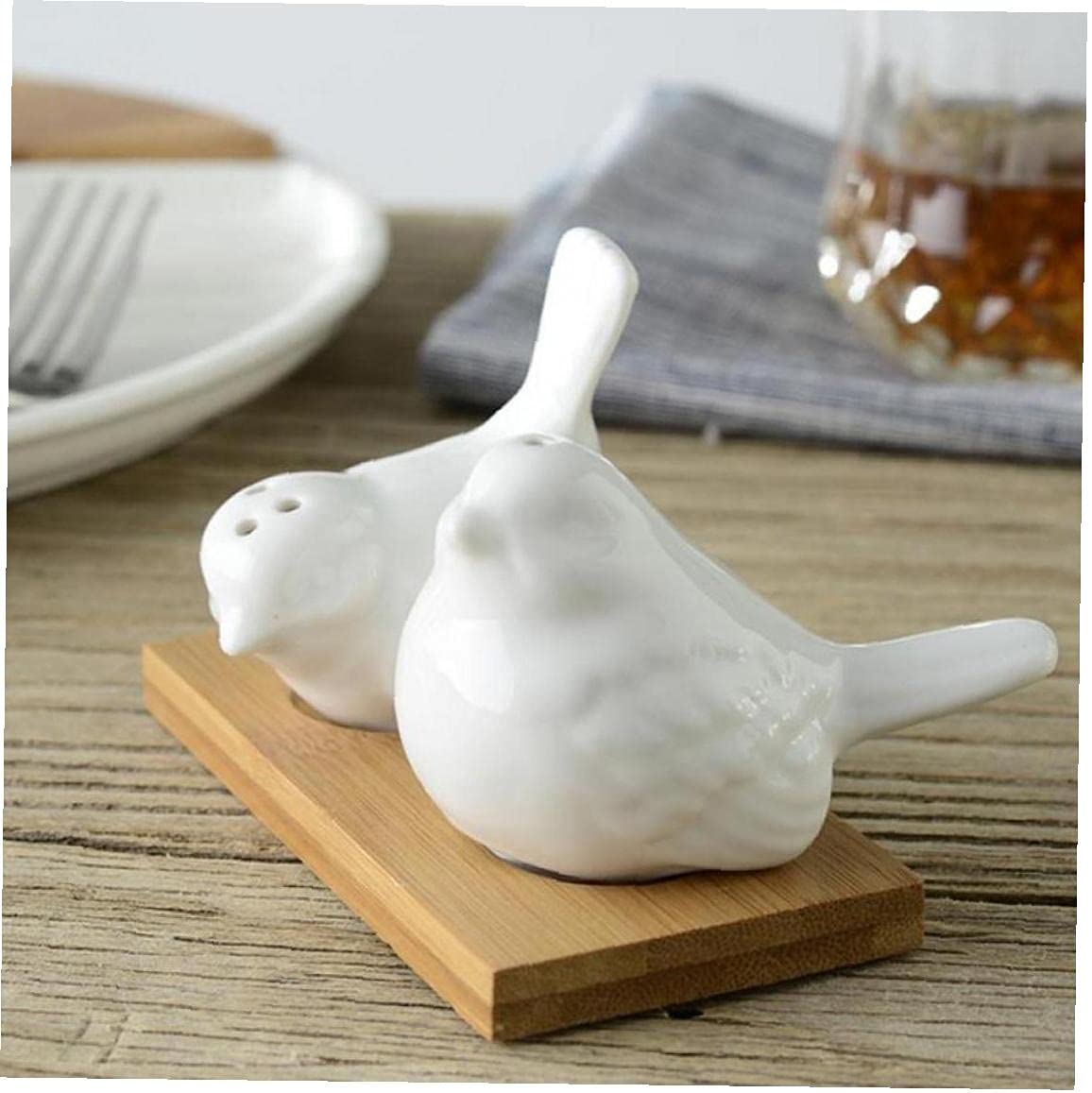 Ruluti White 2Pcs Love Doves Birds Salt And Pepper Shakers Set Pots Spice Cruet Caster Seasoning Container
