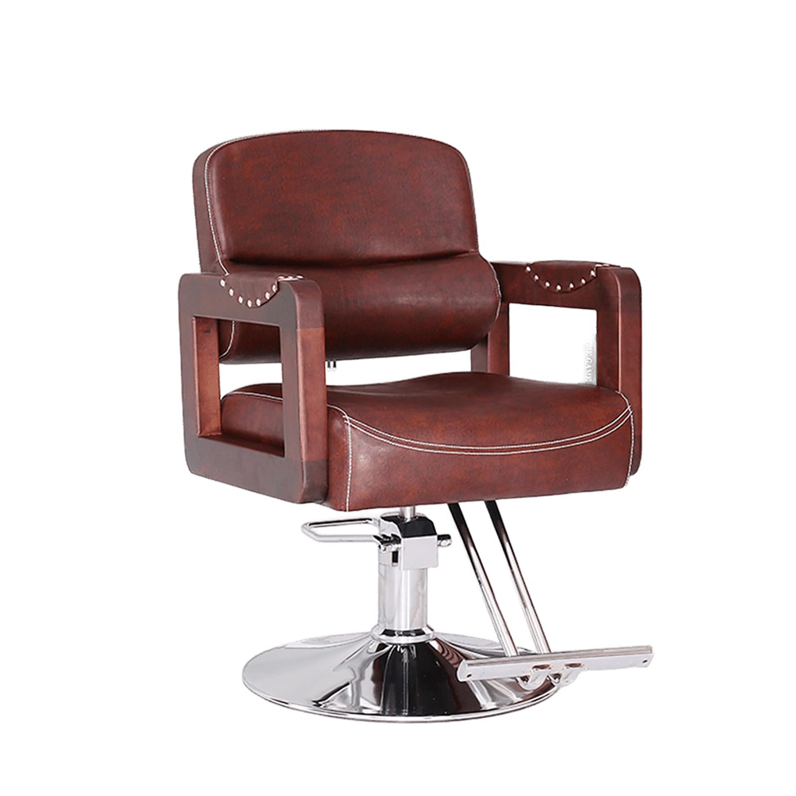 Sillas de barbero, Silla de salón Resistente para estilistas - Silla de barbero Ajustable de Cuero sintético con reposabrazos de Madera Maciza para barbería y SPA - Cómoda Silla de Estilista