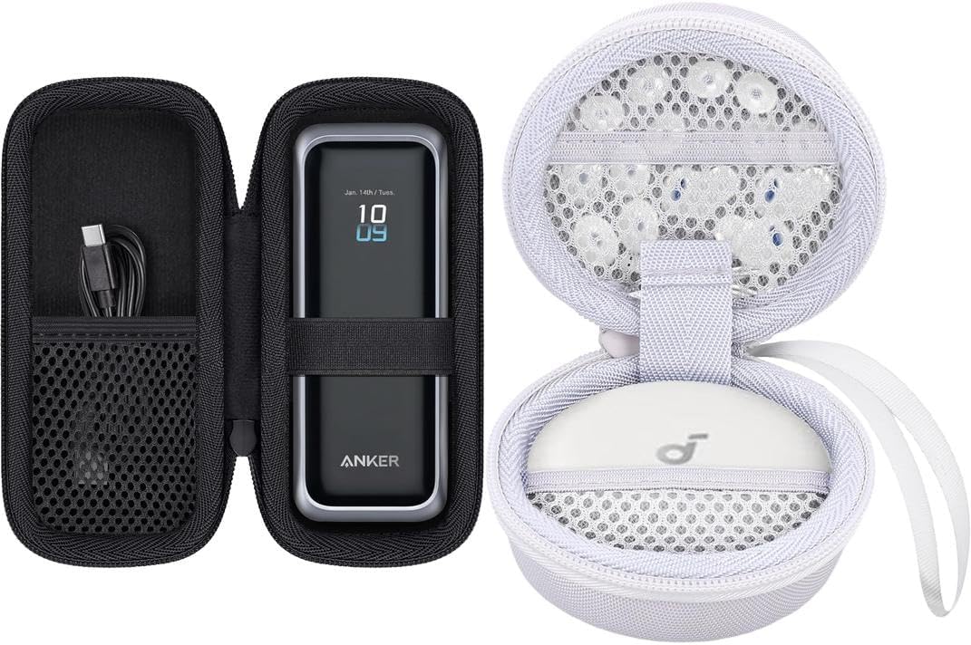 khanka Hard Travel Case for Anker Prime Power Bank, 20100mAh + Anker Soundcore Sleep A30 A20 Earbuds, Case Only