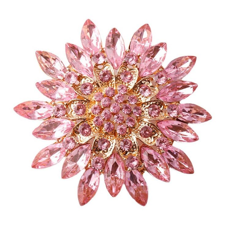 Vintage Crystal Rhinestone Flower-shaped Sunflower Brooch Pin Accessories-4
