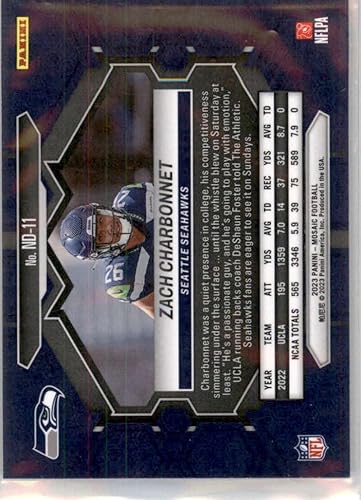 Miniatura 2 de 2023 Panini Mosaic NFL Debut #11 Zach Charbonnet Seattle Seahawks Official NFL Football Card in Raw (NM or Better) Condition