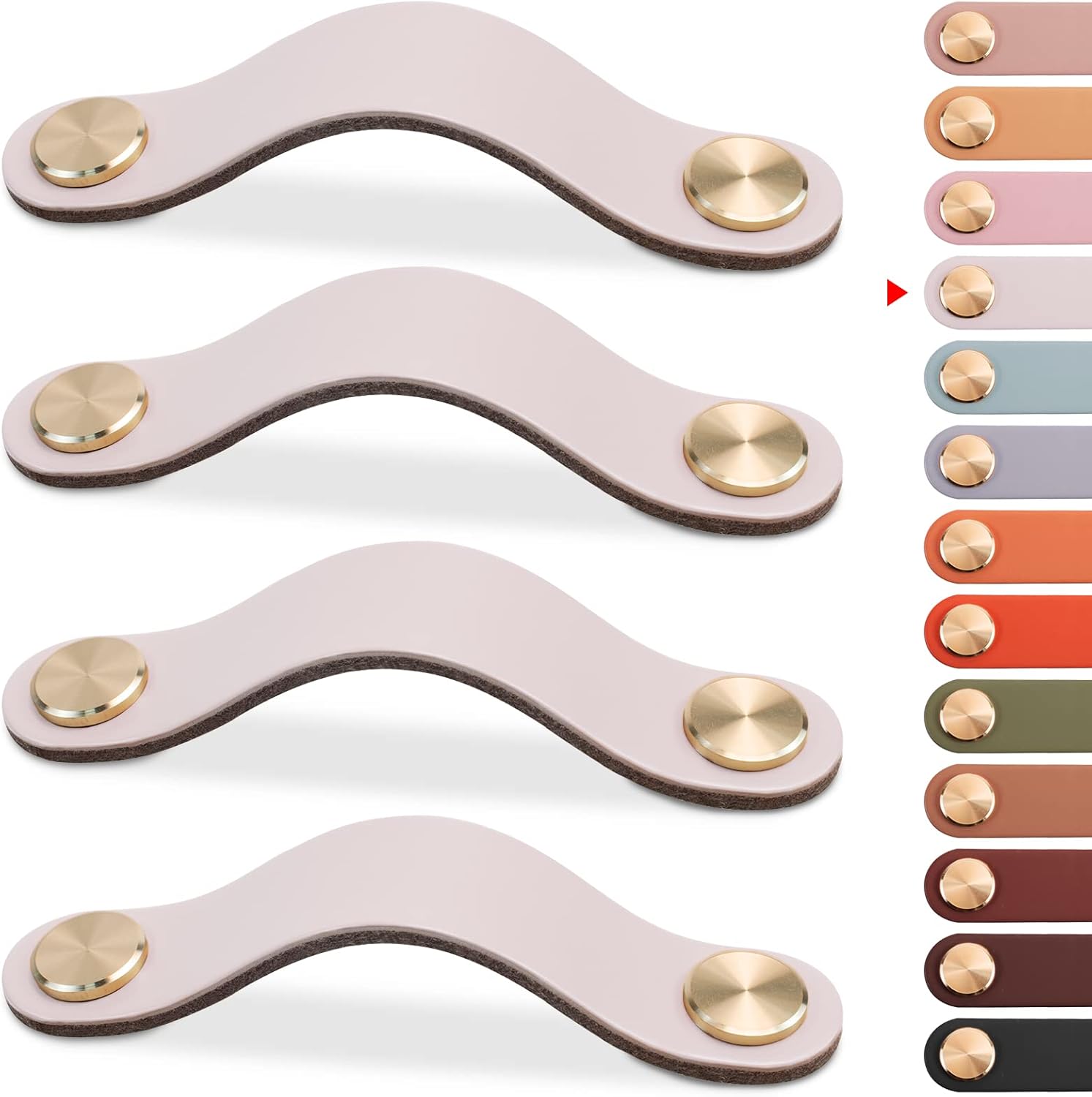 LEREATI 4 Pack Leather Drawer Pulls Cream Handles 5 inch