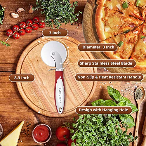 Schvubenr Premium Pizza Cutter - Stainless Steel Pizza Cutter Wheel - Easy To Cut And Clean - Super Sharp Pizza Slicer - Dishwasher Safe - Handles Large And Small Pizza - Corte De Pizza(Red) #TOP4