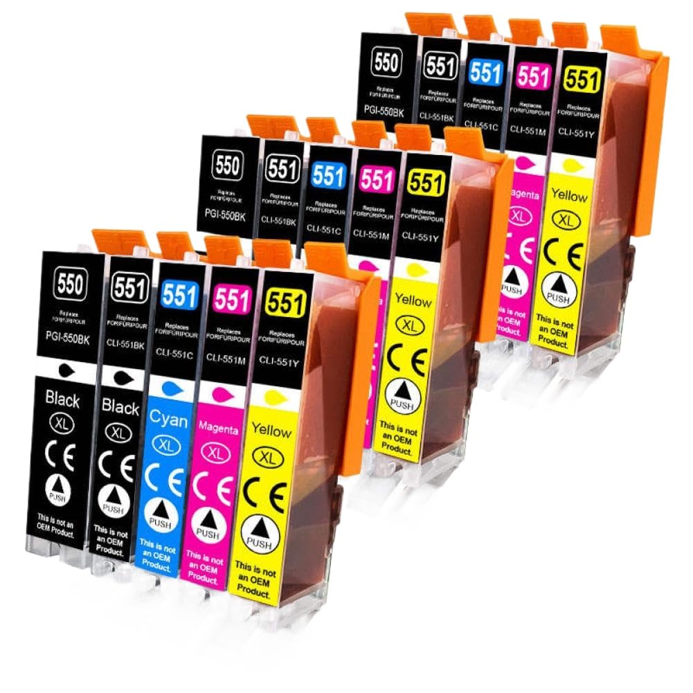 Cartouche d'encre PGI-550 CLI-551 pack de 15 compatible MG7150 IP8750 - 2