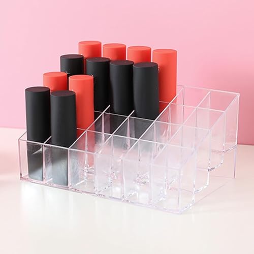 Miniatura 7 de LOGJAM Organizador de perfume acrílico, 2 unidades, 24 espacios, soporte transparente para brillo de labios, estuche cosmético para cepillos de