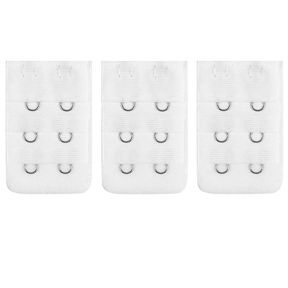 Lansonee 3 Pcs Women Comfortable Bra Strap Extenders Extensions Elastic Extender Set 2 Hooks (White)