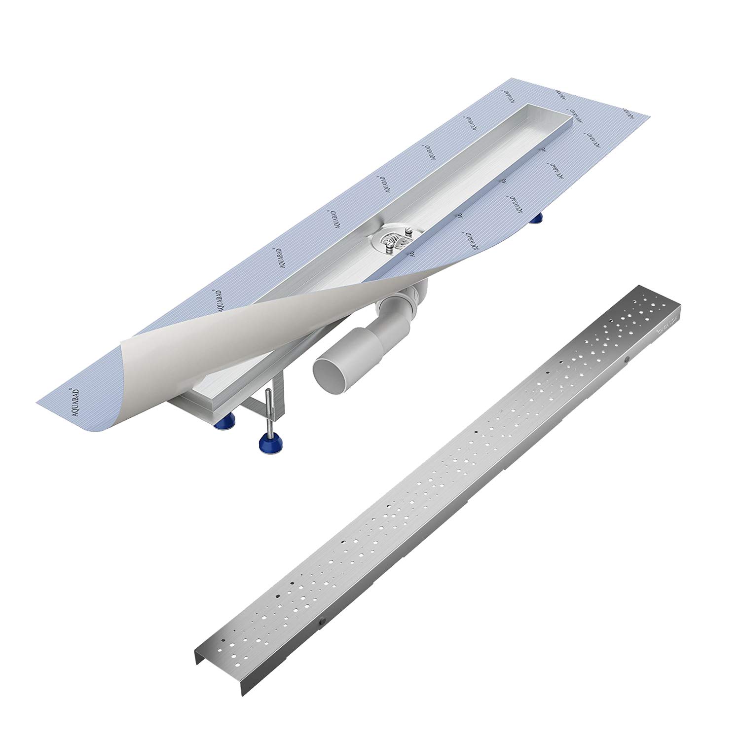 Aquabad SDS Pro odpływ liniowy ze stali nierdzewnej z syfonem | Rozmiar: 90 cm | Wzór: kółka | Made in Germany