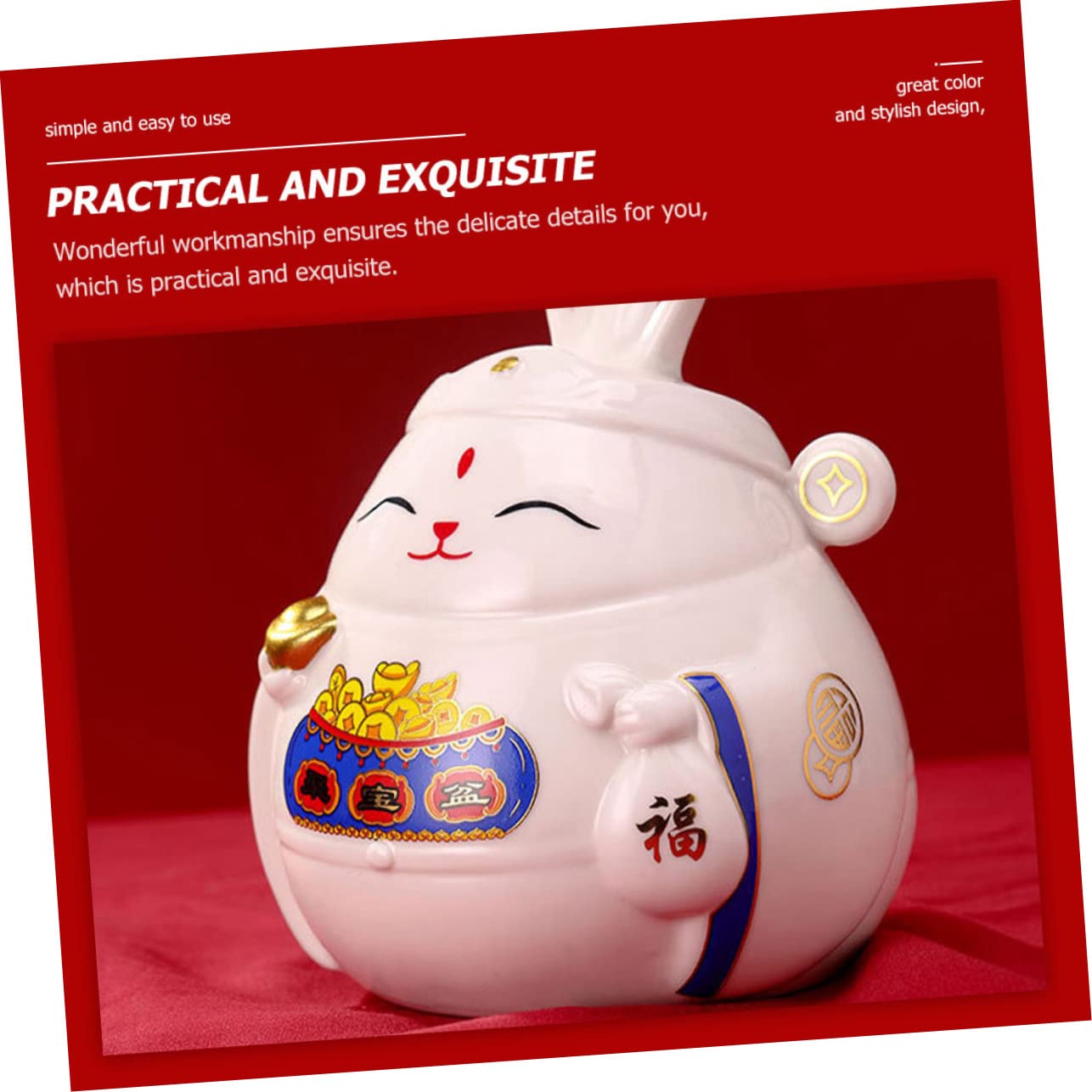 BESTonZON Céramique Forme De Lapin Économiseur De Monnaie Décoratif Porcelaine pour Maison Bureaux pour Et Famille