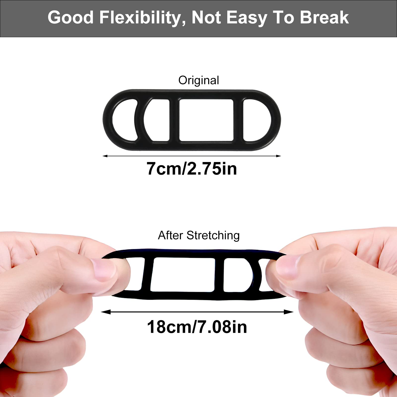 MingFontec Lot De 10 Bandes Silicone Pour Vélo - Noir - Support Lampe, Accessoires - Élastique, 17cm Max - Universel