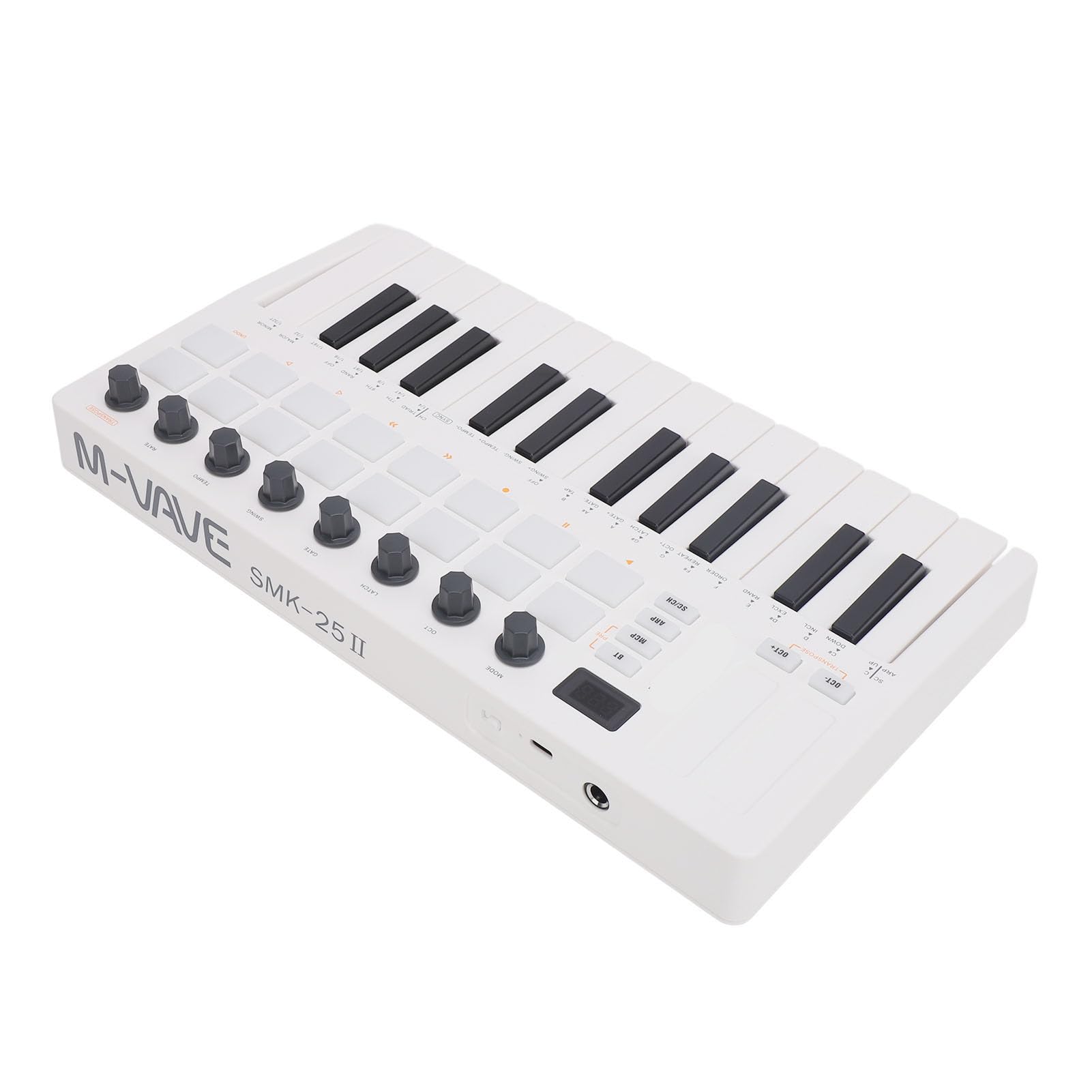 Controller MIDI Wireless, 25 Chiavi Sensibili alla Velocità, Compact per Produttori di Musica, Controller MIDI per Studio Casa, Sintetizzatore Virtuale, DJ e Musicisti Elettronici