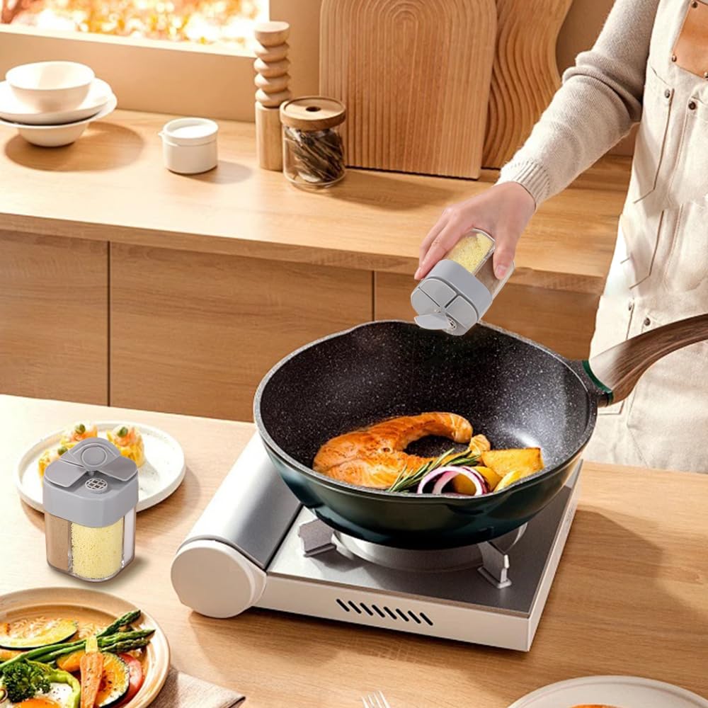 Salière Et Poivrière 4 En 1 - 4 Pots à épices Avec Grilles - Portable, Transparent, Idéal Voyage, Cuisine, Barbecue