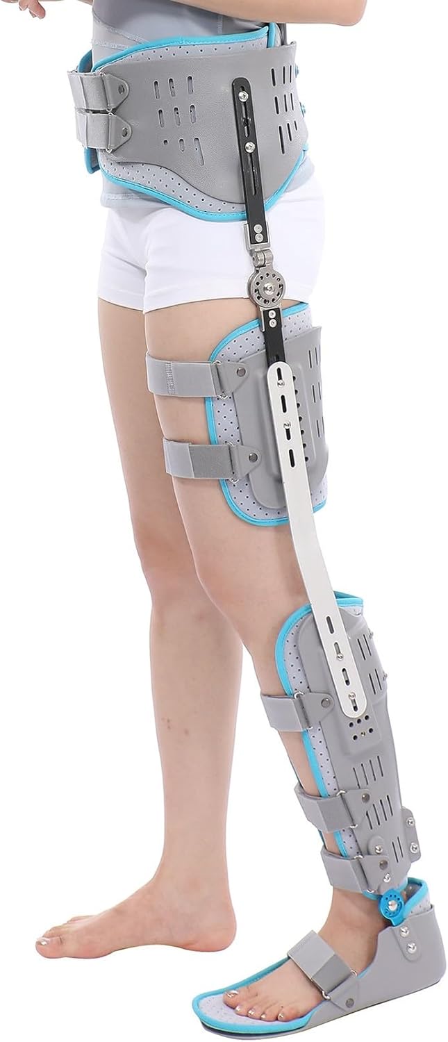 Full Leg Support Brace, Hip-Knee-Ankle-Foot Orthosis with Walking Boot,ROM Hinged Hip Stabiliser Support for Sciatic Nerve(Right)