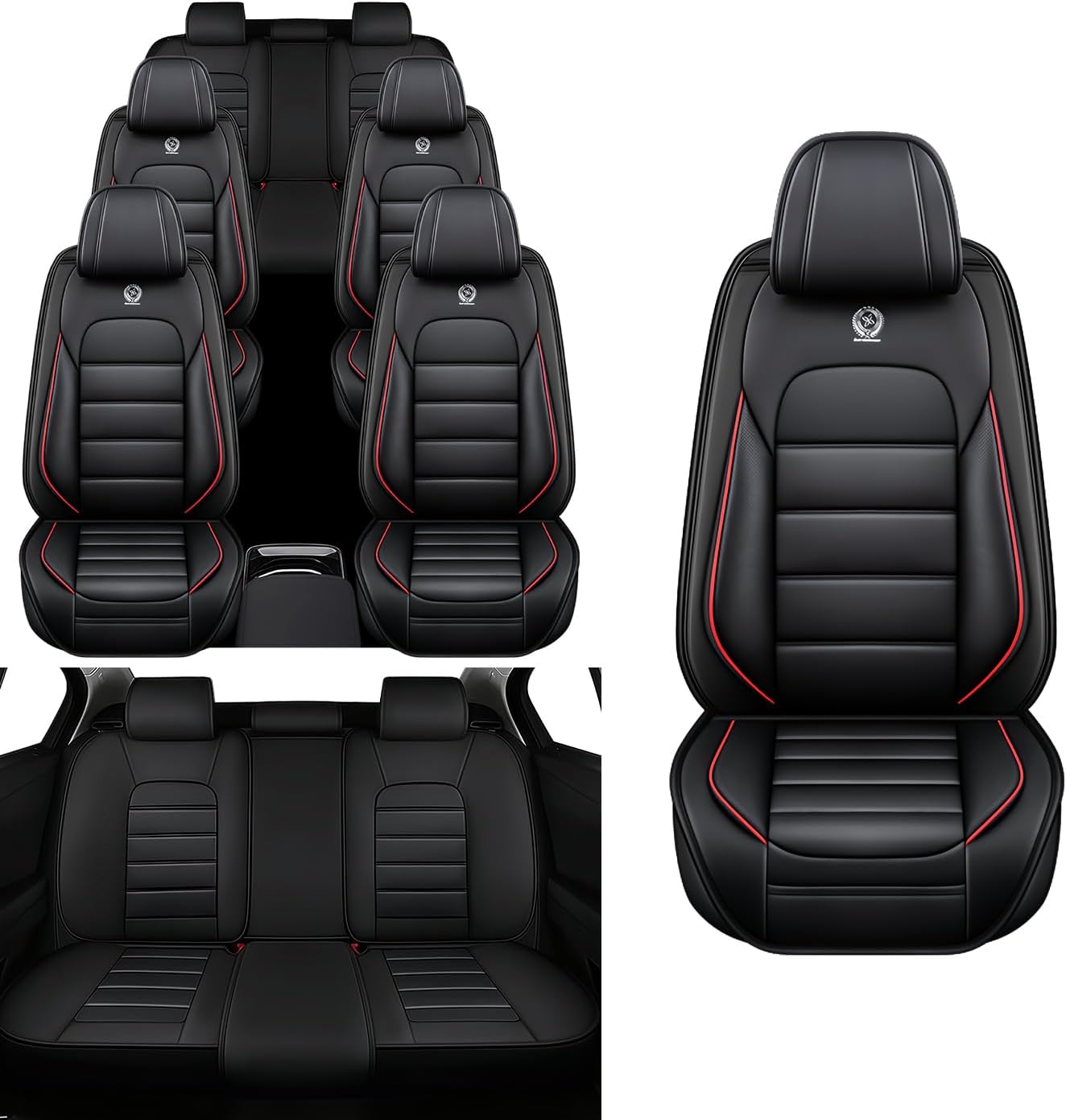 Car Seat Covers Fit for Chrysler Pacifica 2004-2025 | 7 Seat Car Seat Protector | No-Slip Waterproof Breathable Faux Leather Automotive Seat Covers Auto Interior Covers White Gray,Full Set