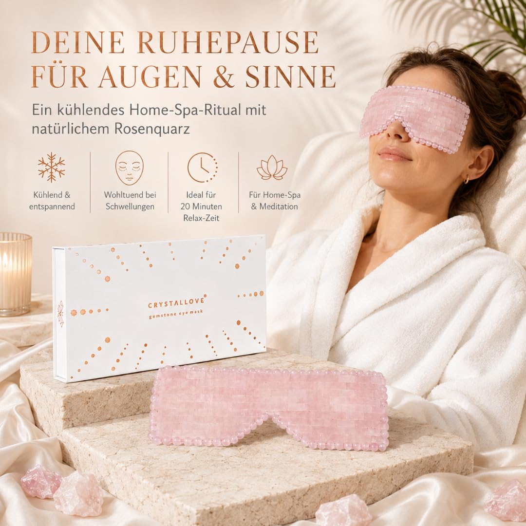 CRYSTALLOVE Rosenquarz Gesichts- und Körpermaske – Kühlende Augenmaske gegen Schwellungen & Augenringe – Anti-Aging Beauty Tool für strahlende Haut & Entspannung – Für Damen & Herren