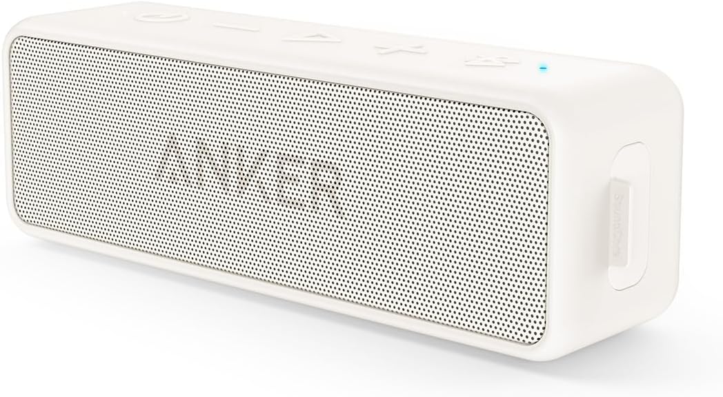 Anker Soundcore 2 Portable Bluetooth Speaker with Stereo Sound, Bluetooth 5, Bassup, IPX7 Waterproof, 24-Hour Playtime, Wireless, Speaker for Home, Outdoors, Travel- White (Renewed)