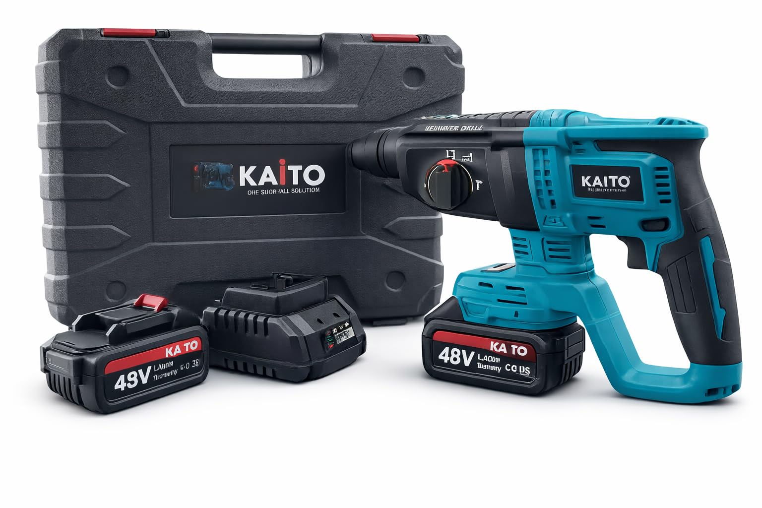 KAITO 26mm Cordless Rotary Hammer Drill | 48V Li-ion 5.0Ah Battery | 2000 RPM | 128Nm Torque | Reversible Hammer Drill with Chiseling Mode | Heavy Duty Concrete, Wood & Metal Drilling Tool Kit-image-44