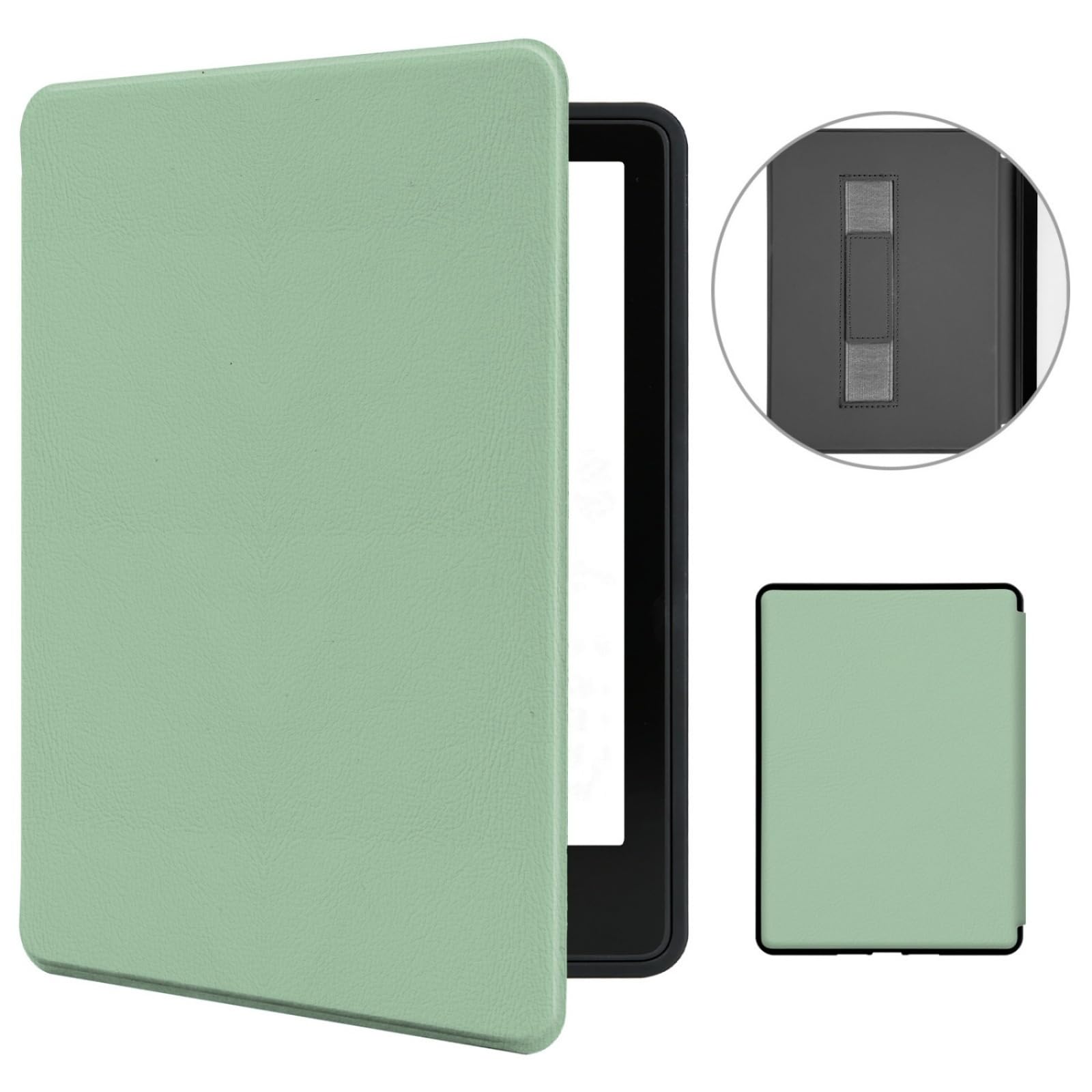 MOROCK Schlanke Schutzhülle für 15,2 cm (6 Zoll) Kindle (11. Generation, Version 2024/2022, Modell-Nr. RS23CV/C2V2L3), hochwertige, leichte Schutzhülle aus PU-Leder mit Handschlaufe, automatischer