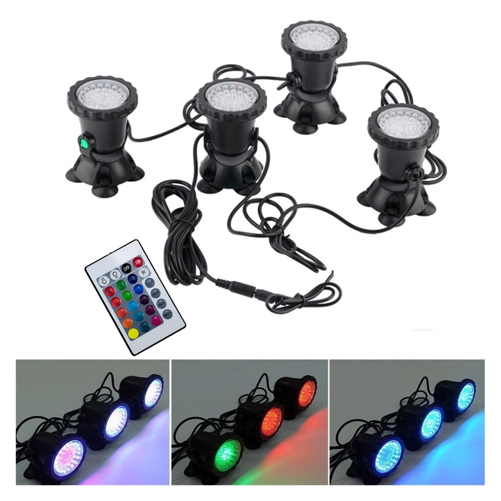 12V RGB LED Unterwasser Licht 36LED IP68 Wasserdichte Aquarium Flutlicht Schwimmbecken Brunnen Teich Tank for Landschaft decor Wasserdicht Sicher(2 Lights with Remote)
