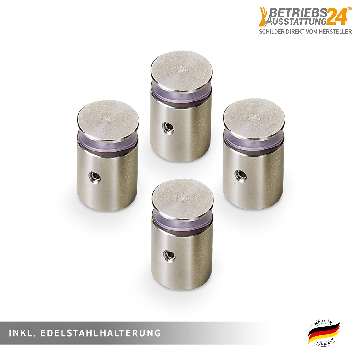 Individuell gefertigtes Türschild mit Wunschlogo & Text | ESG-Sicherheitsglas, 29,7 x 21,0 cm/DIN A4 Querformat | Inkl. 4 Abstandhaltern aus Edelstahl | Zum Verschrauben