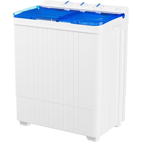 Superday Portable Washing Machine with Longer Hose, 28Lbs Compact Mini Washer and Dryer Combo,Twin Tub Washing Machine Laundry Compact Washer spinner Combo for Apartments RVs and Dorms(Blue)
