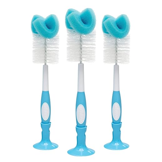 Dr. Brown's Baby Bottle Cleaning Brush with Sponge and Scrubber - Blue - 3-Pack