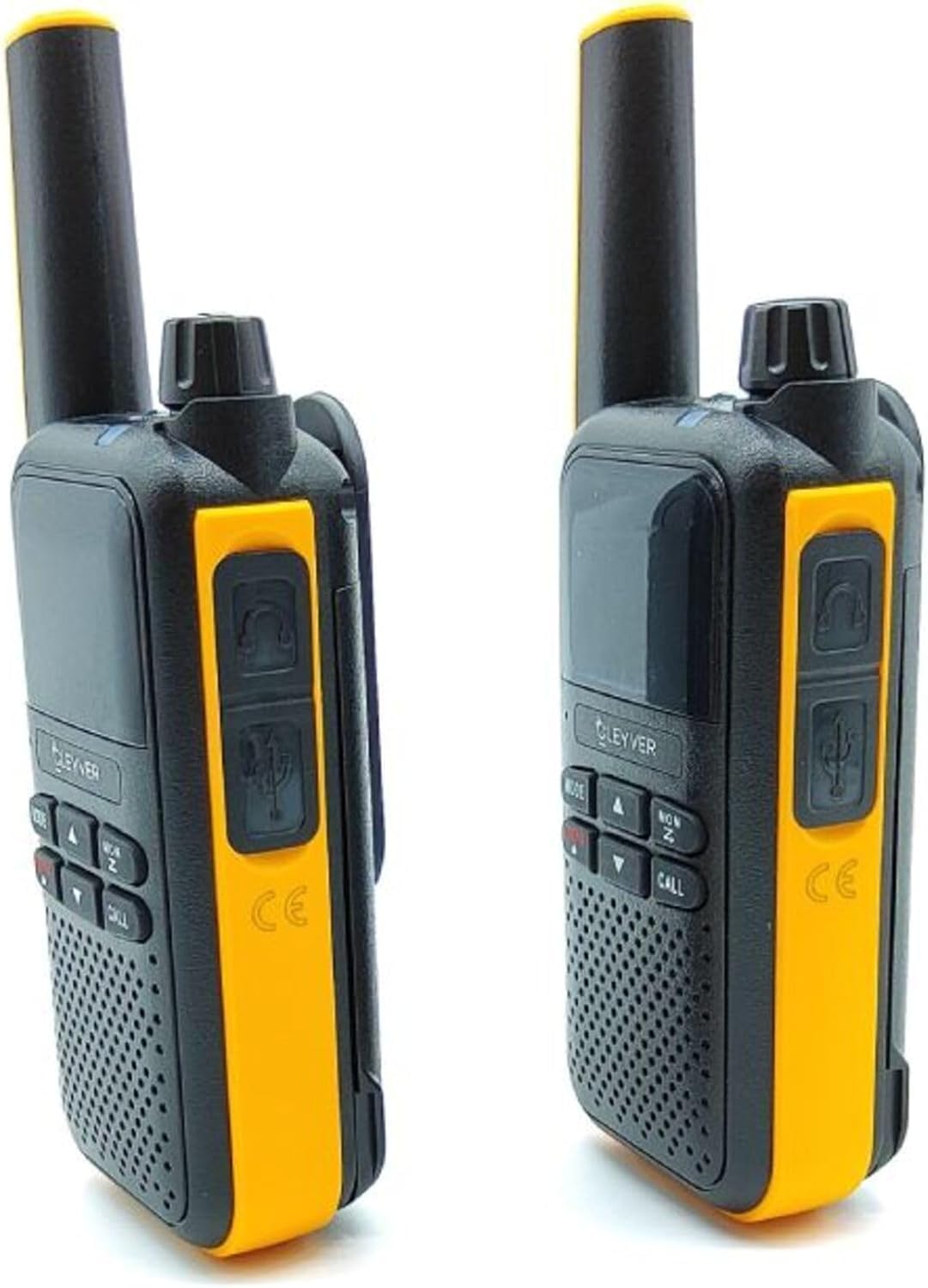 Side view of two Cleyver Talk 54 walkie-talkies