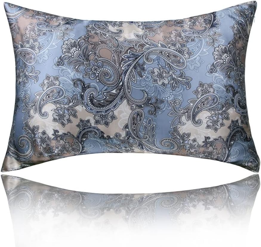 Silk Pillowcase Bed Sofa Cover Print Zipper Pillowcase Cushion Cover Pillowcase Grey