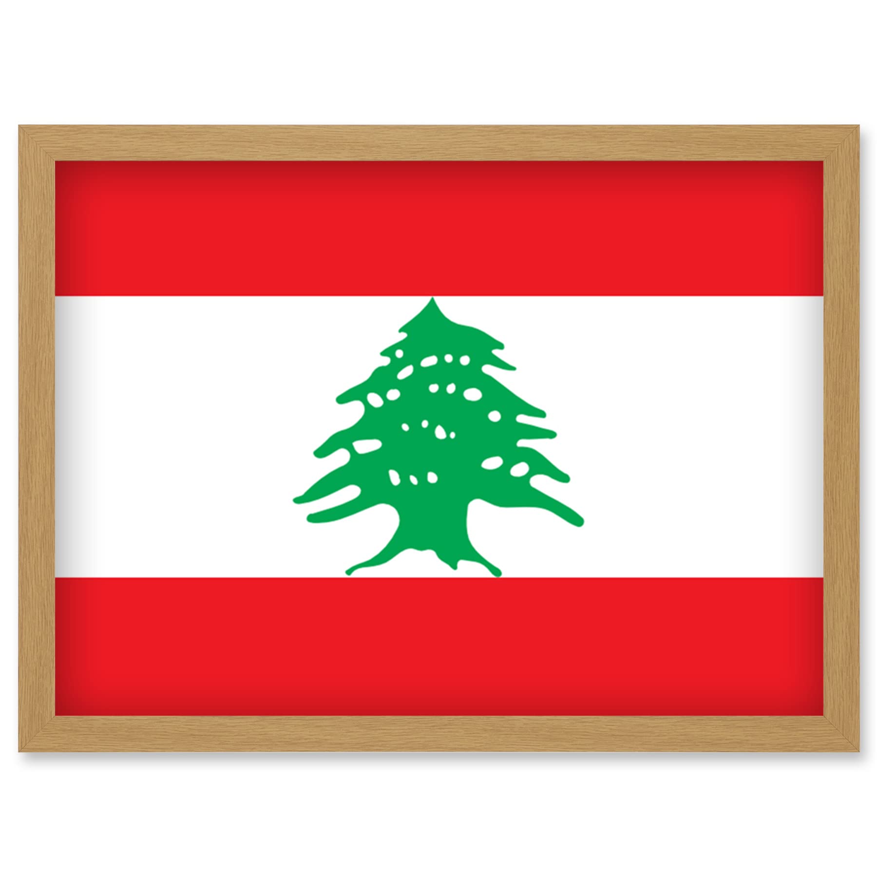 Artery8 Lebanon National Flag Patriotic Vexillology World Flags Country Region Poster Artwork Framed Wall Art Print A4