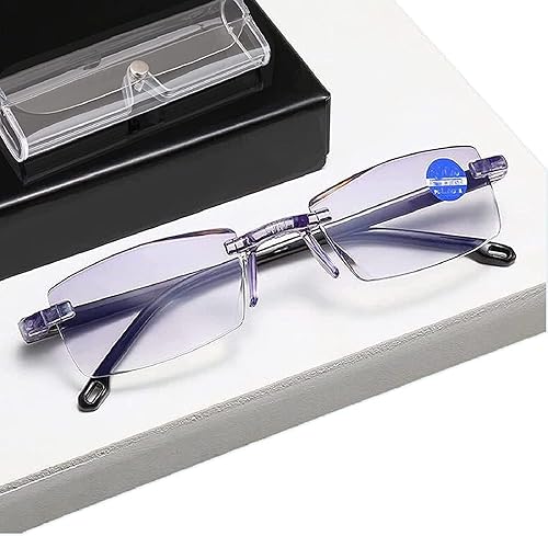 OSEVIO Color Glint Sapphire - Lentes de lectura de alta dureza anti-azul progresivos lejanos y casi de doble uso