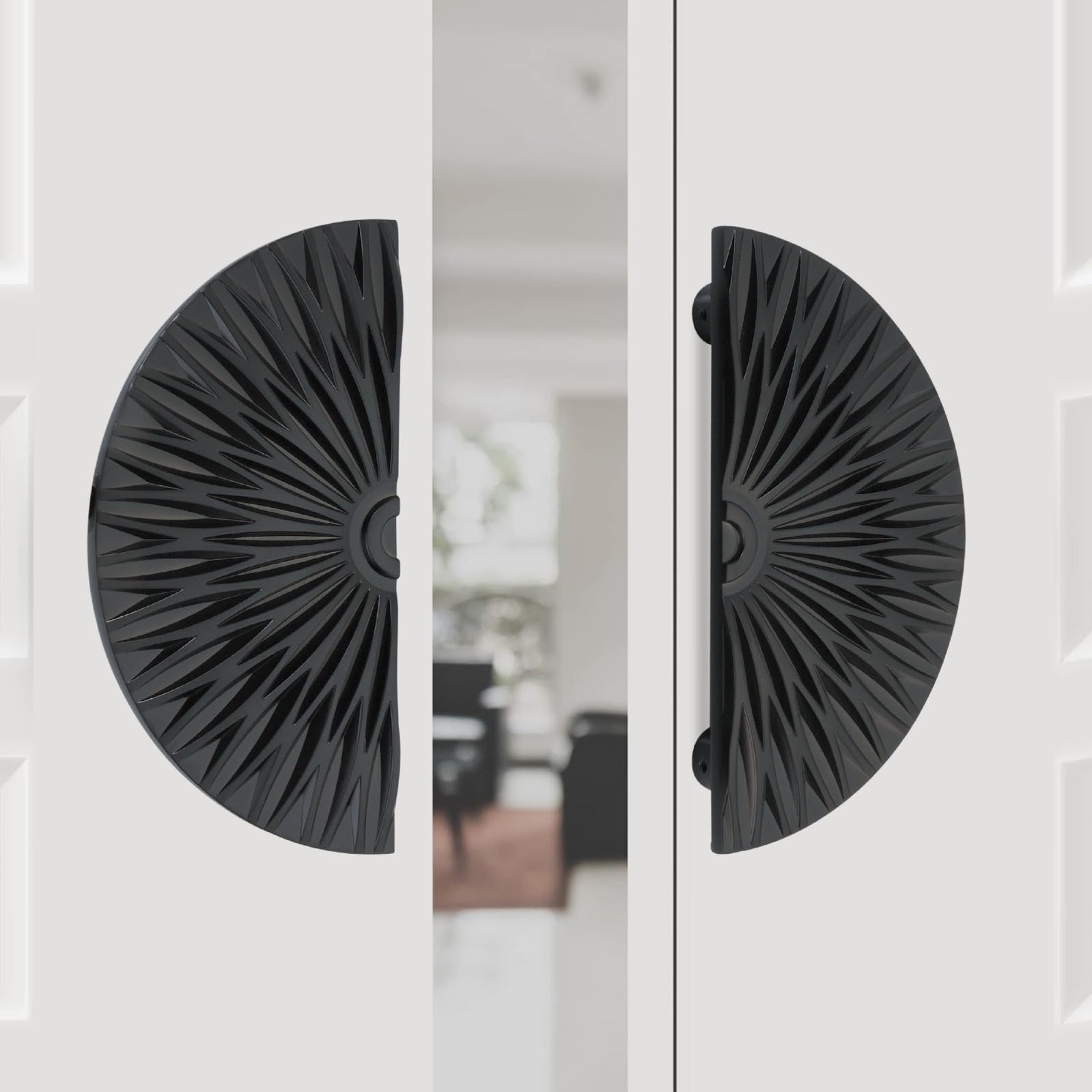 Premium 3D Textured Half Round Door Handle | Full Black Aluminum Alloy Pull Handle for Cabinets, Wardrobes & Main Doors | Available in 4", 6", 8" Sizes | Pack of 2 (Left & Right) (6Inch)-image-43