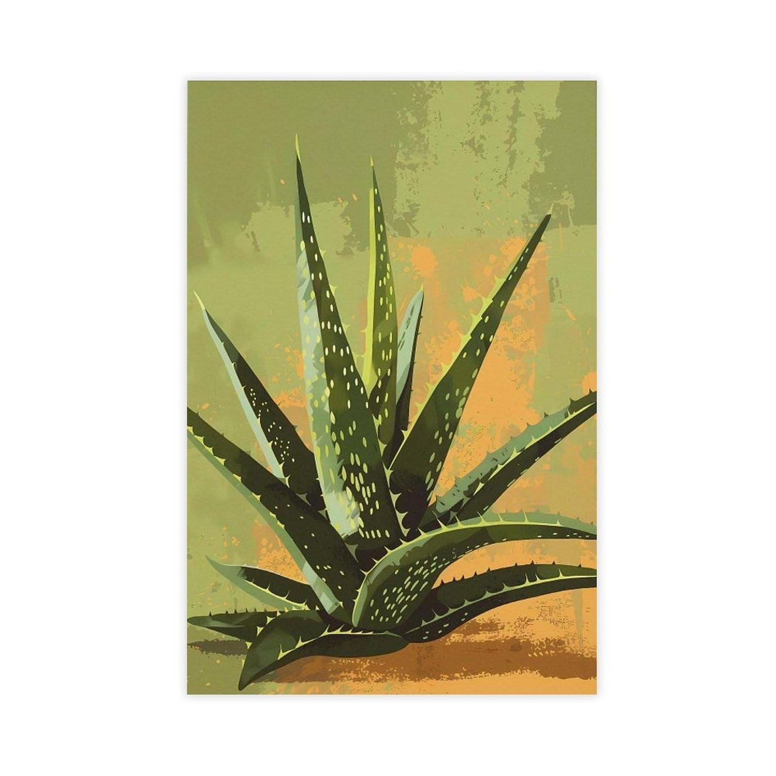 Stampa di piante di aloe vera, poster minimalista su tela, decorazione artistica da parete per soggiorno, camera da letto, decorazione 61 cm L x 91,4 cm W