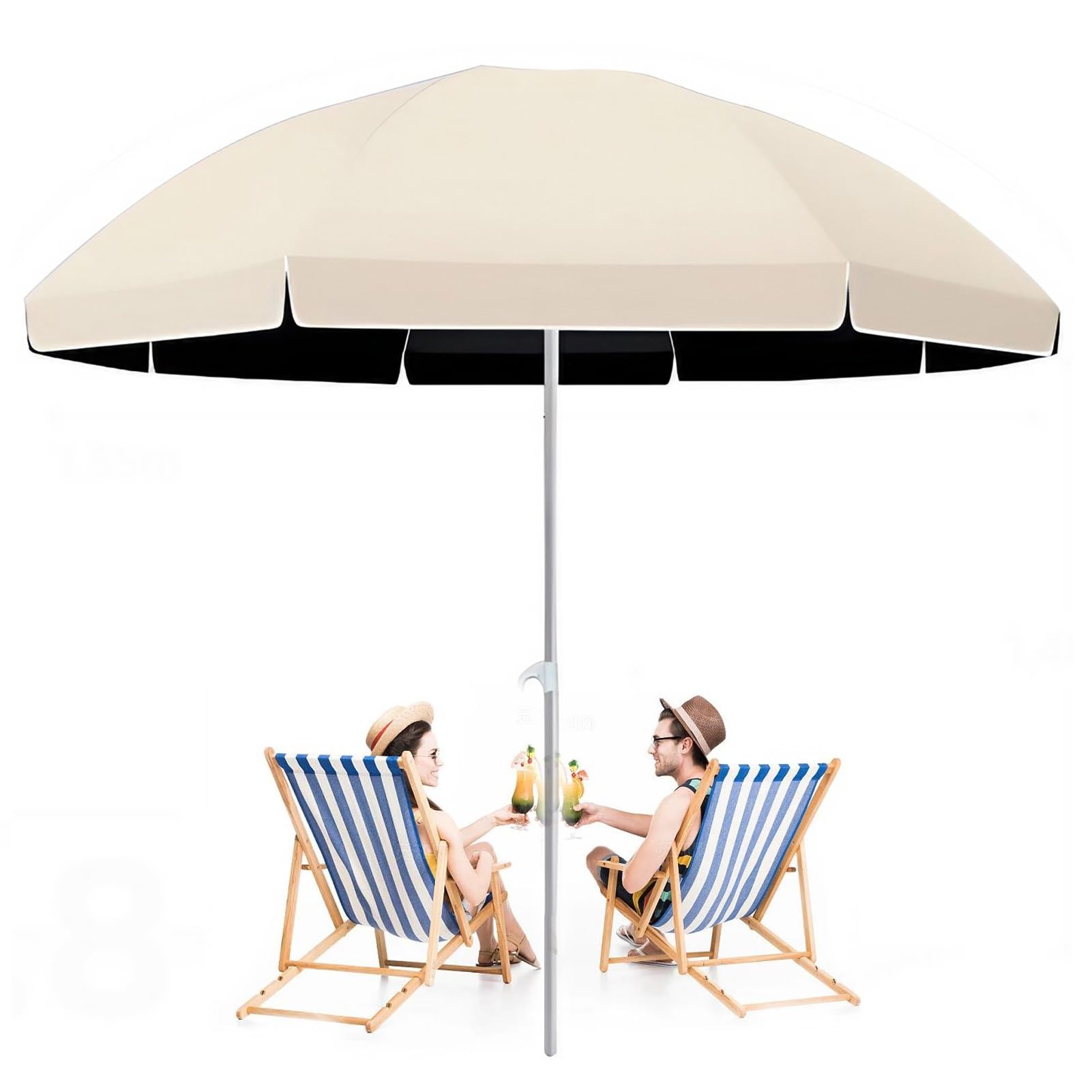 Sombrilla de patio al aire libre de 1.8/2.2/2.4/8 pies, redonda UPF50+, parasol para mesa de mercado, jardín, playa, piscina