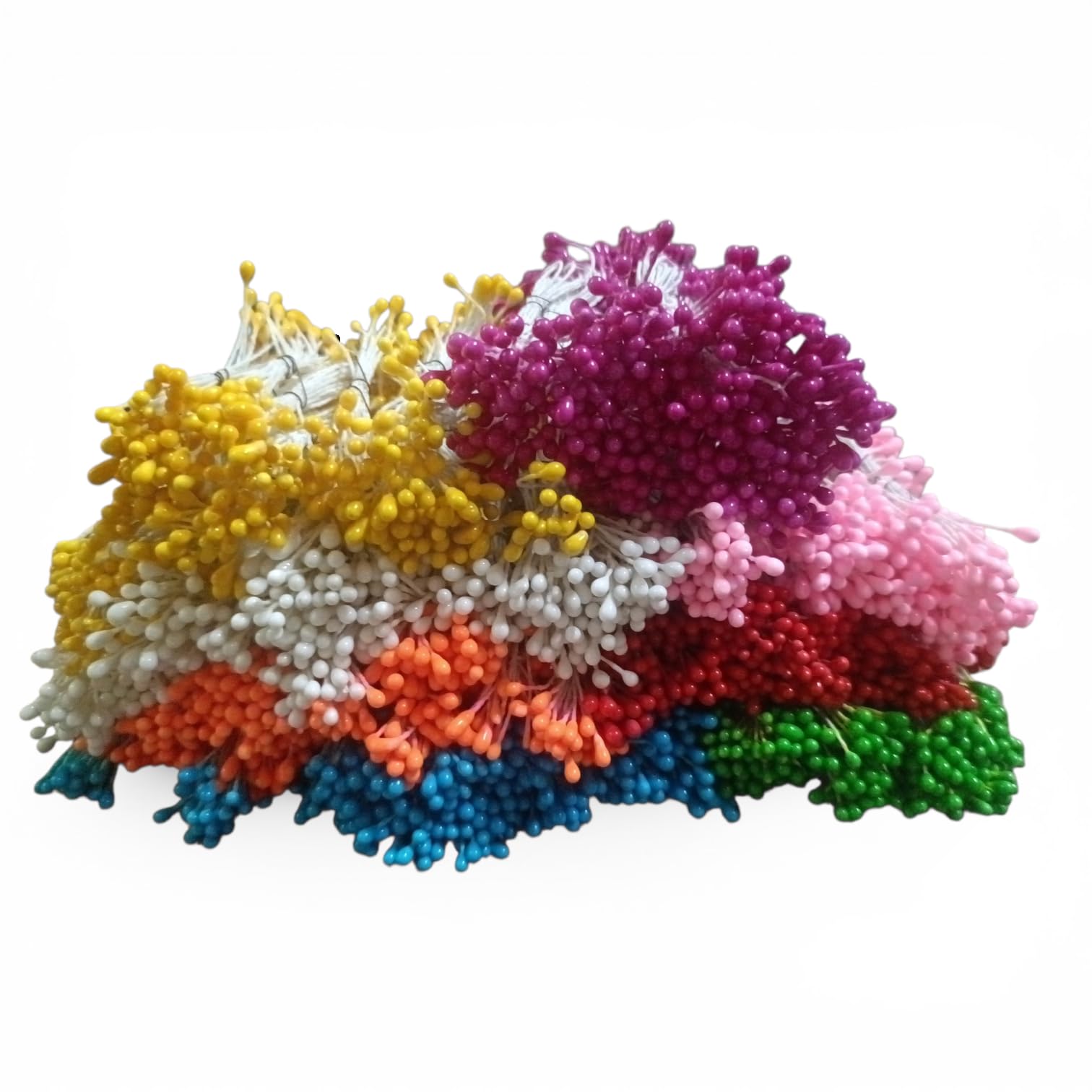 Just Flowers 350 PCS Pearl Double Head Artificial Flower Stamen Pistil | 2mm Mini Pollen for DIY Flower Making, Craft Decoration, Scrapbooking, Wedding & Festive Decor (Multicolor)-image-5