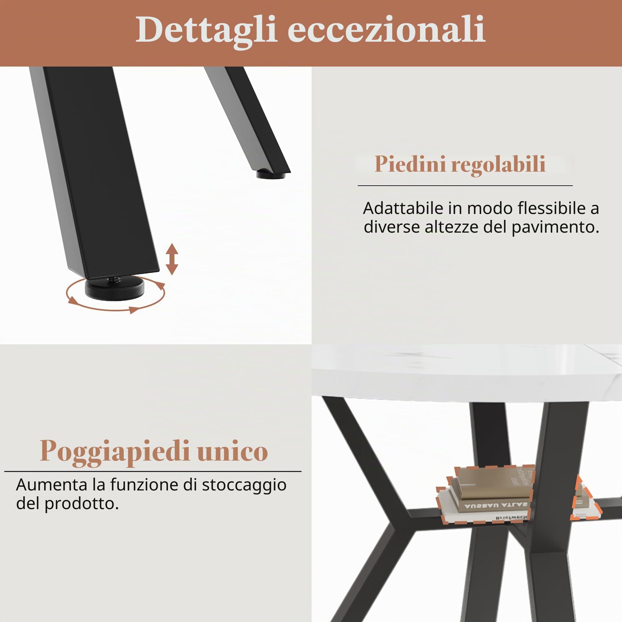 Tavolo da pranzo rotondo 100 × 100 × 76 cm, tavolo da cucina per 4 persone, tavolino da caffè, tavolo in marmo MDF, piccolo tavolo da pranzo per sala da pranzo, soggiorno (stile A, bianco+