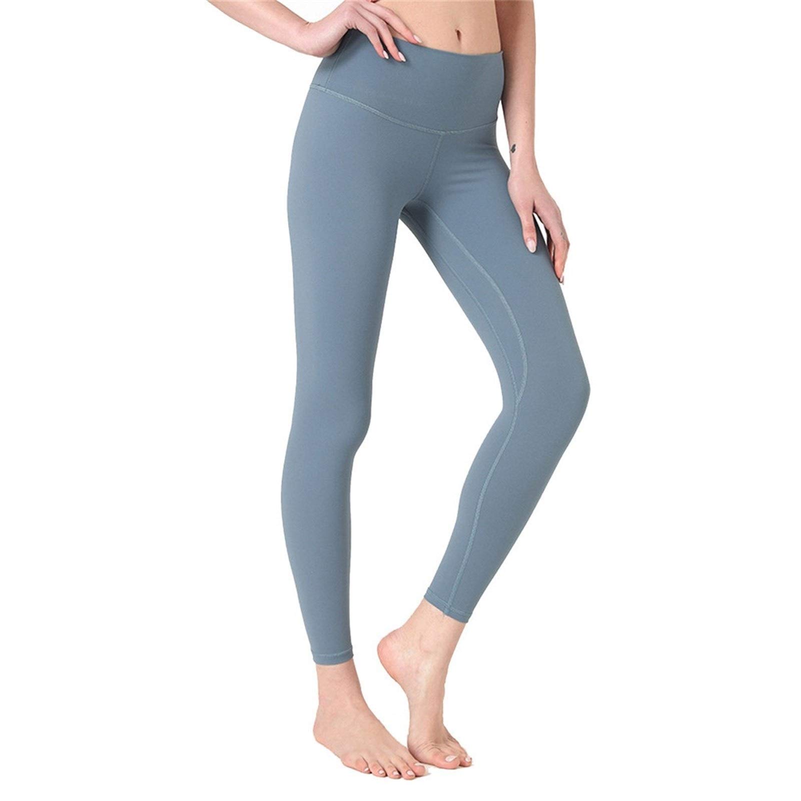 fitness legginsy damskie, Damskie Nagie uczucie Wysokiej talii Legginsy Legginsy Butt Lift Power Flex Slim Jogi Spodnie Aktywne Rajstopy Tummy Control Non See przez rozciągliwe sportowe legginsy do jo