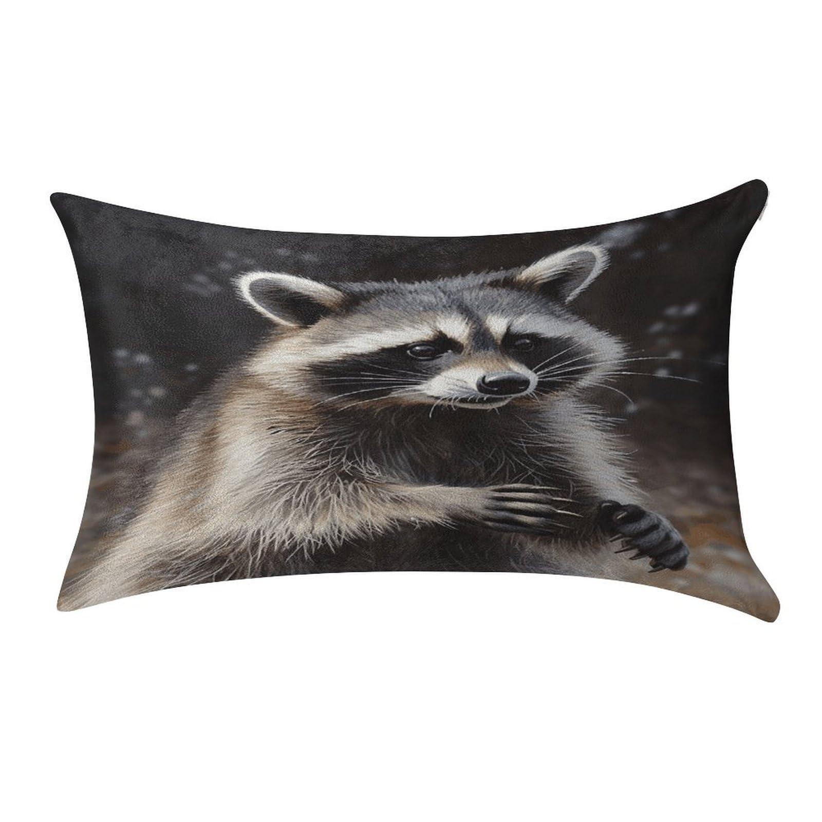 VstaDank Raccoon Throw Pillow Cover 12"×20" Ultra Soft Pillowcase Cozy Lumbar Pillow Shell Gold Velvet Exquisite Decorative Cushion Sham Protector for Couch Sofa Bedroom