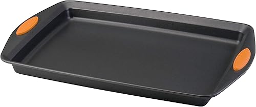 Miniatura 1 de Rachael Ray Utensilios para hornear antiadherentes con agarres hoja para galletas antiadherentesbandeja para hornear 11 x 17 pulgadas gris con
