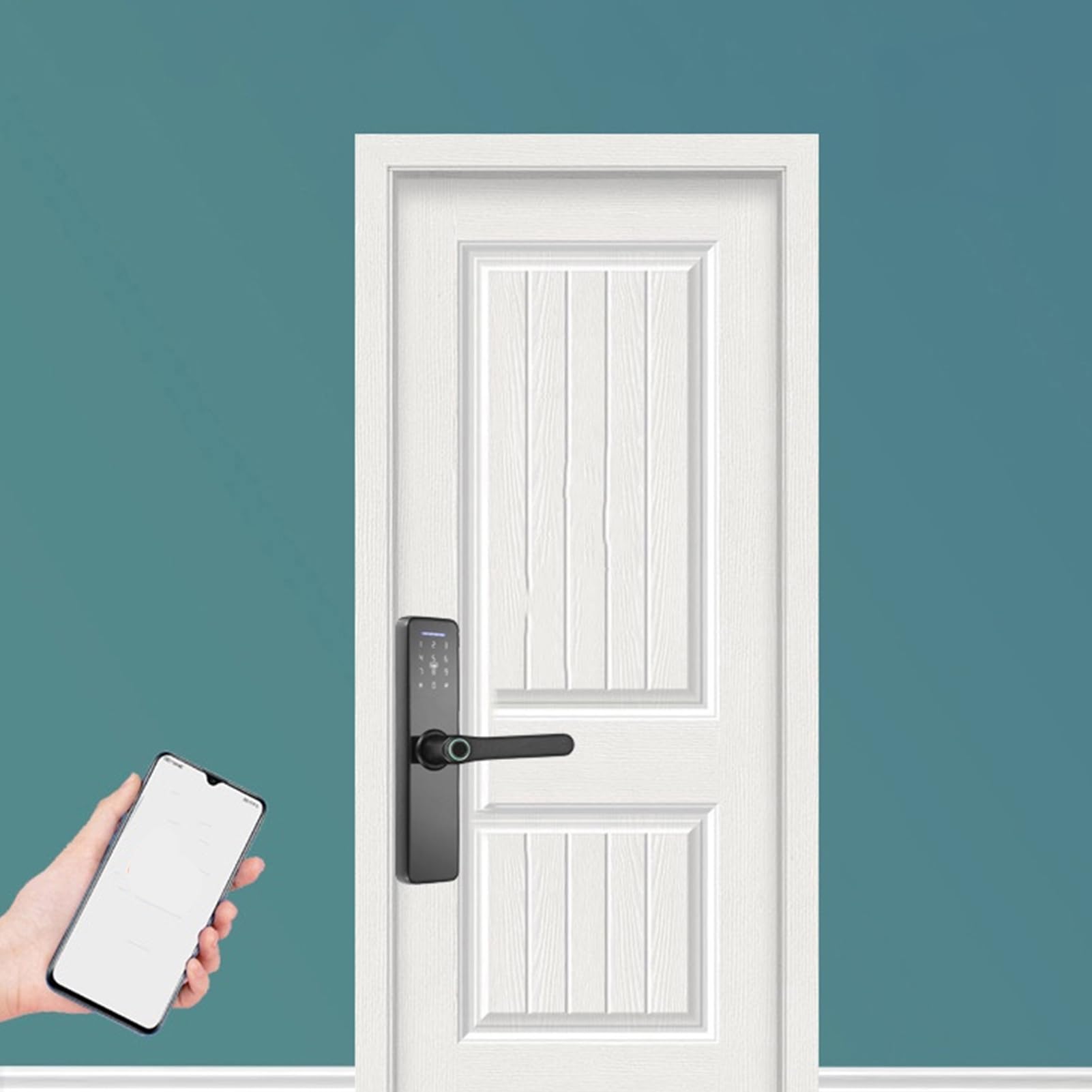 Serrure de Porte Intelligente WiFi Mot de Passe D'empreinte Digitale Carte IC Serrure de Porte électronique Navigation Vocale Intelligente Prise en des Mots de Passe, Clés