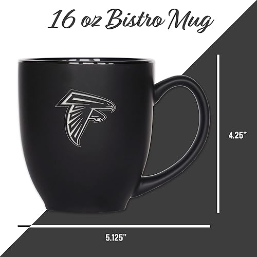 Vista 45 de Rico Industries Taza Bistro de fútbol americano de la NFL de 15 onzas, para bebidas calientes o frías, logotipo del equipo grabado para una