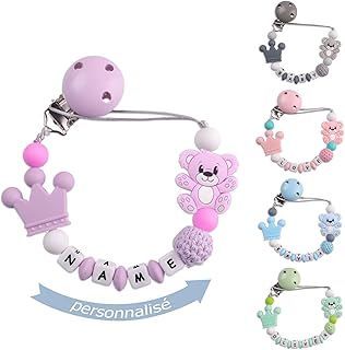 Attache Tetine Personnalisé avec Nom-Attache Sucette Personnalisée avec Noms, Cadeaux D'anniversaire pour Garçons, Filles et Nouveau-nés (Couleur 3)