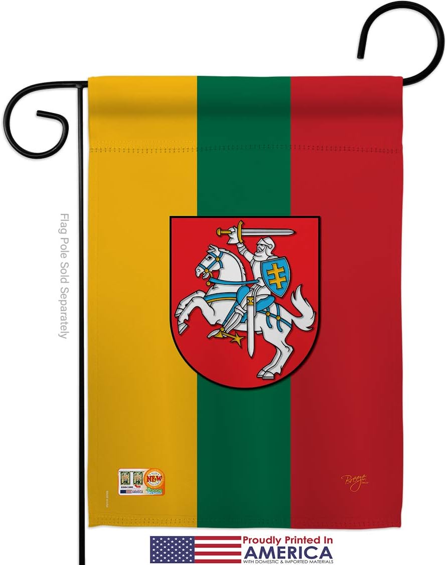 Lithuania Garden Flag Set with Stand Regional Nationality Nation International World Country Particular Area Small Decorative Gift Yard House Banner Made In USA 13 X 18.5