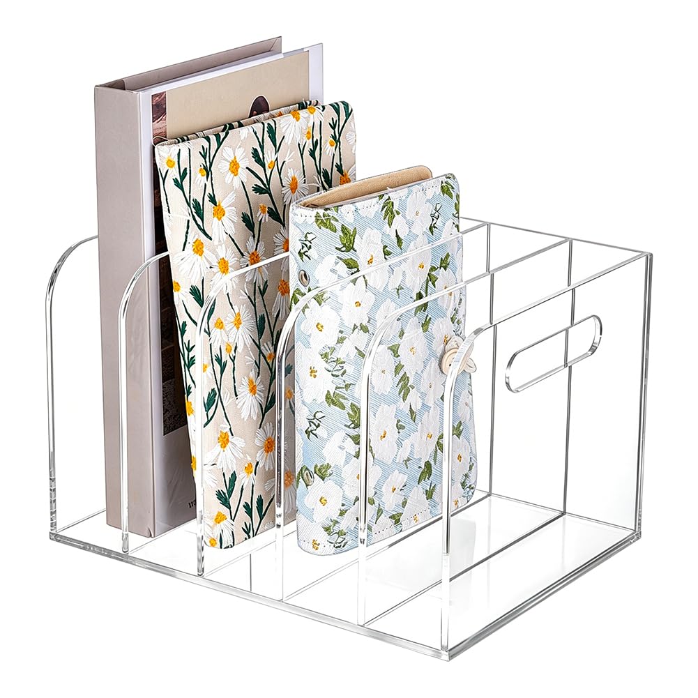 NBEADS Portariviste In Acrilico, 19x25.5x16cm 5 Scomparti Verticali Organizzatore Da Scrivania per Documenti Accessori per Documenti, Riviste e Libri