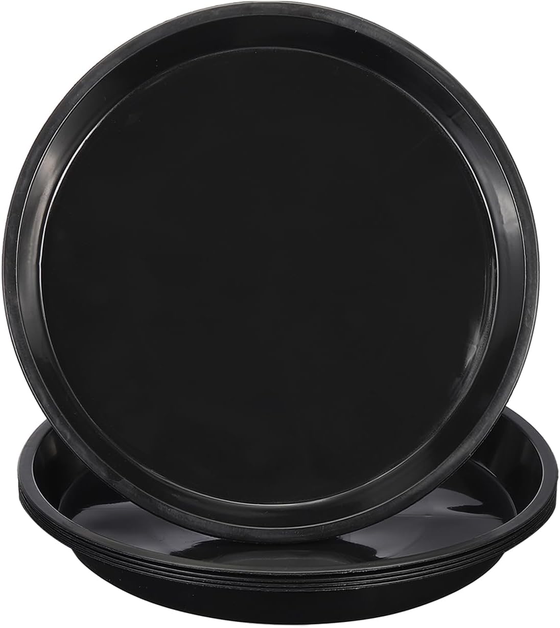 PATIKIL 5 Pack Plastic Plant Saucer, 14 Inch Plant Tray for Pots Round Plant Dish Plant Drip Trays Water Tray for Indoors Outdoors Garden, Black