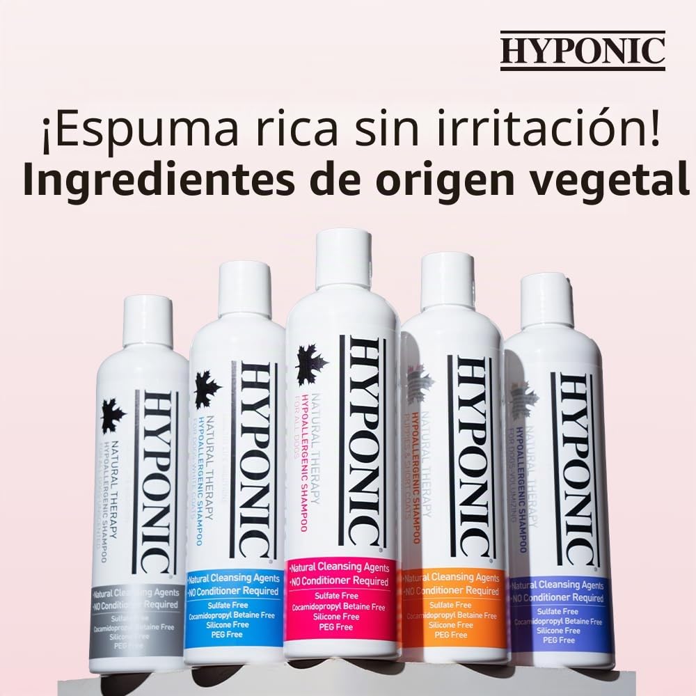 HYPONIC Champú para Perros de Terapia Natural hipoalergénico (iluminación, 10.1 oz) - Champú para Perros iluminador Cotton-Blossom Azul