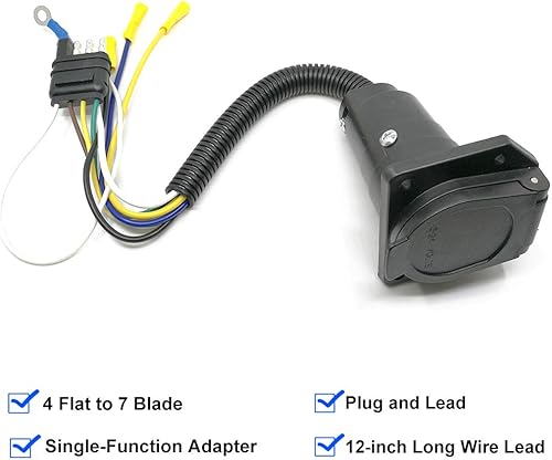 Miniatura 9 de Adaptador de remolque de cuchilla RV de 4 vías plano a 7 vías Conector eléctrico con soporte de montaje