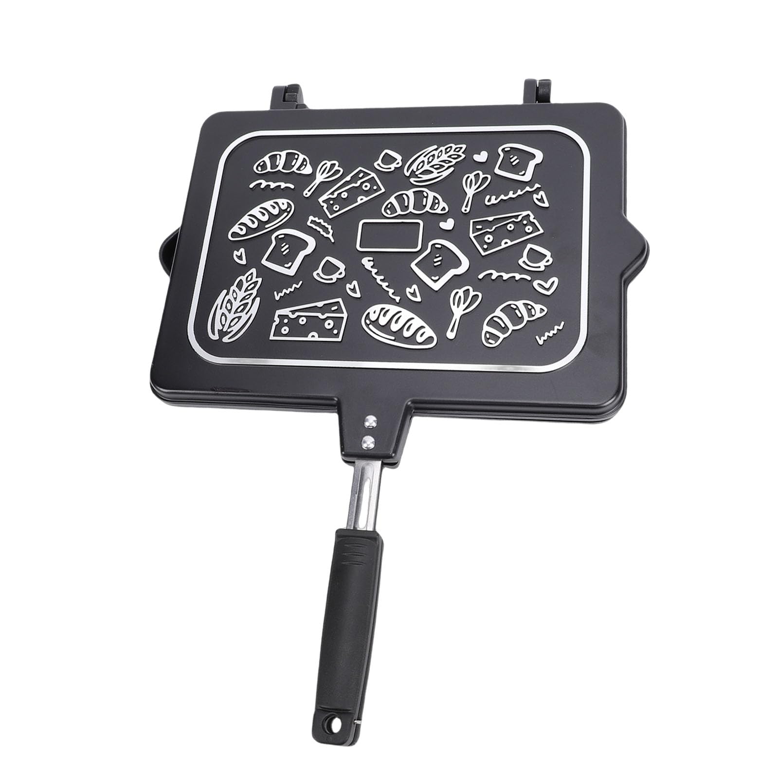 Opiekacz do kanapek, grill z powłoką nieprzywierającą, patelnia do panini z uchwytem, ​​płyta kuchenna, opiekana aluminiowa patelnia, wewnątrz, na zewnątrz, kemping, dom, kuchnia,