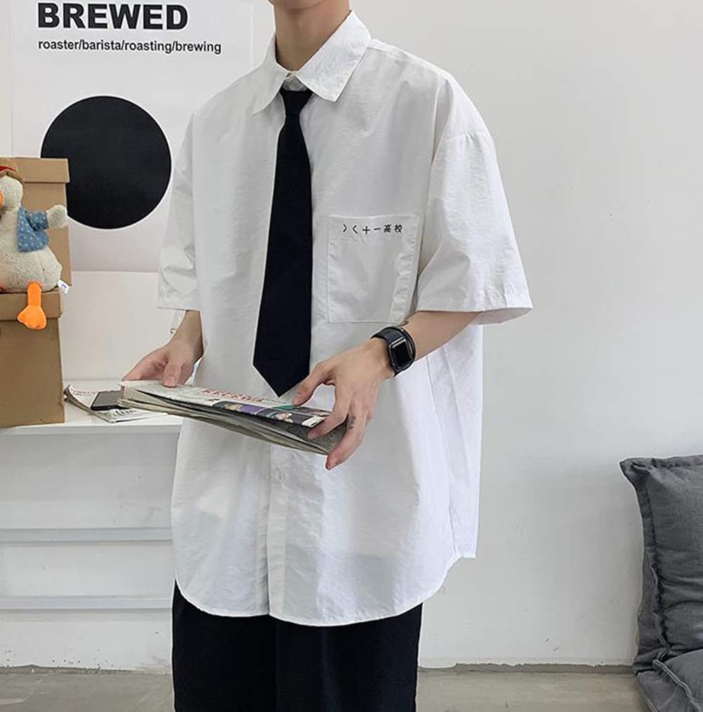 58 以上節約 Shuming シャツ メンズ 五分袖 ゆったり 韓国 ストライプシャツ 切り替え ネクタイ付き ファッション カジュアルシャツ 快適 柔らかい スタイリッシュ 夏服 学院風 おしゃれ Batesmartin Com