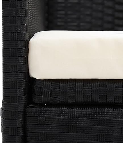 Miniatura 9 de Sofá cama de ratán, juego de sofá seccional para exteriores, muebles de mimbre para patio, patio trasero, jardín, con cojín y almohadas, color negro