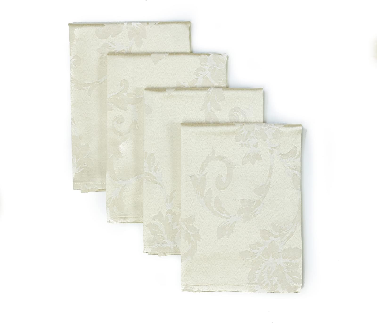 Harmony Scroll Woven Damask Fabric Set of 4 Napkins, Everyday, Parties, Special Occasions, Weddings and Holiday Cloth Napkin (18" x 18" Napkins, Birch)