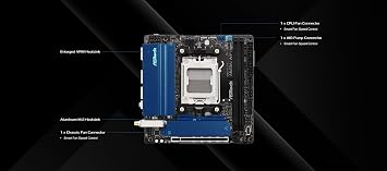 ASRock A620AI WiFi AMD AM5 Mini-ITX Motherboard, Supports AMD Ryzen 9000/8000/7000 Series Processors, DDR5 8200+ (OC), PCIe 4.0, Dual LAN, WiFi 6E, 8+2+1 Power Phase